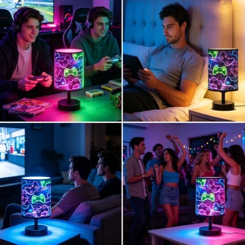 Video Game Table Lamp for Boys, Bedside Lamp with 16 RGB Dimmable Lights - Image 4