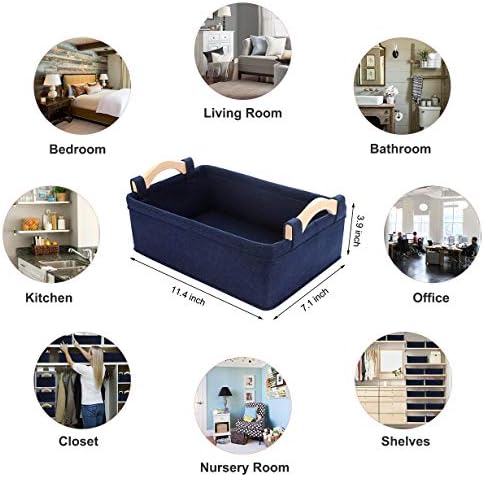 Small Storage Baskets Fabric Storage Bins Basket Soft Storage Baskets Decorative Bins Storage Basket for Cosmetics Makeups Coins Keys Mittens Hats Cards Storage Basket Navy Blue - Image 5
