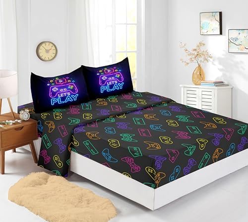Twin Gaming Comforter Sets 6PCS, Gaming Bedding Set for Boys,Bed in a Bag with Flat Sheet and Fitted Sheet,Pillowcases,Cushions for Boys - Image 3
