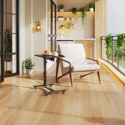 LINGMI Overbed Bedside Desk Mobile Rolling Laptop Stand Tilting Overbed Table with Wheels Height Adjustable Tray Table for Laptop Bed Sofa Side Table - Image 6