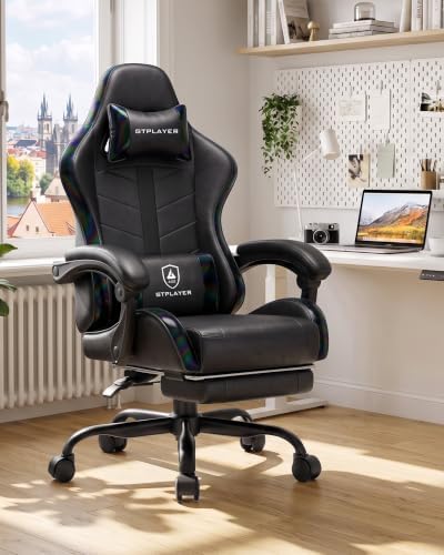 GTPLAYER Gaming Chair for Adults, Computer Chair with Footrest, Black | Ergonomic Video Game Chair with 90-155° Recline, Removable Headrest & Lumbar Support, All-Day Comfort for Home & Office - Image 2
