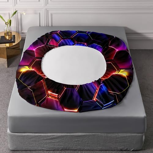 HOSIMA Geometric Hexagon Twin Bedding Sets,1 Fitted Sheet+2 Pillowcases. - Image 6