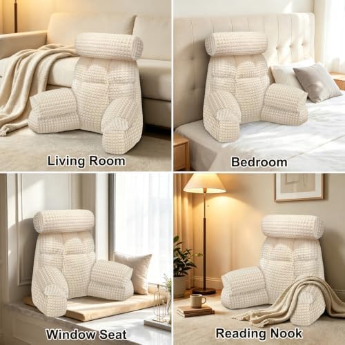FXXUDVNIIN Back Pillow for Bed Sitting up – with 9.4" Armrest - Image 5