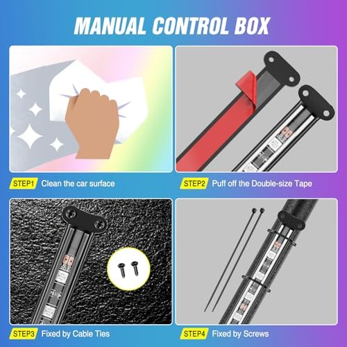Nilight 4PCS Interior Car Strip Lights Cigarette Lighter Dream Color RGB-IC 12V DC with App Remote Control Multicolor Under Car Dash Lighting 2 Lines Design Music Sync Mode for Cars Truck ATV UTV - Image 6
