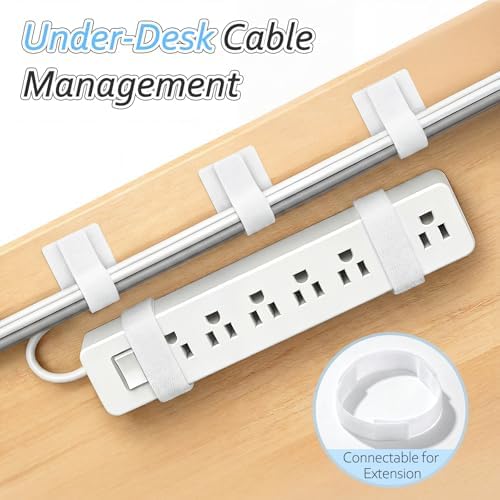 Cable Management Under Desk Detachable Cable Straps, White, 20 Pack - Image 3