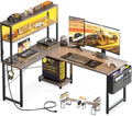 AODK L Shaped Desk Gaming Desk with LED Light & Power Outlet by AODK