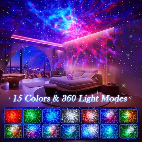One Fire Galaxy Projector Teenage Boy Gifts for Teen Boys,15 Colors+15 White Noises Star Projector Night Light Kids Galaxy Light,Remote Bluetooth Bedroom Lights for Christmas Room Decor Gifts - Image 2