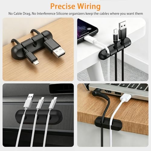 Gaming Desk Cable Management Kit 114PCS — 360° Spring Clips, Heavy-Duty Power Strip Holder, Reusable Cable Ties & Labels | Battlestation Organizer for Gamers & Streamers - Image 4