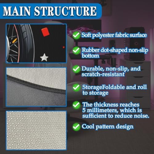 Chair Mat for Hardwood Floors, Noise - Reducing Gaming Chair Floor Mat, 47" x 47" Octagonal Floor Mat for Office Chair, Suitable for Home Offices, Dormitories and Game Rooms - Image 6