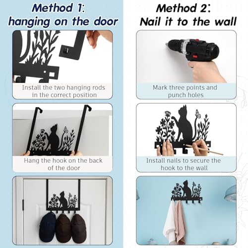 Reallnaive Black Cat Over The Door Hooks Cute Room Decor - Image 3