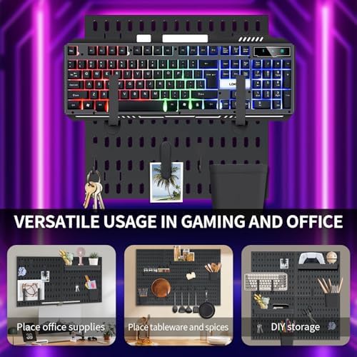 SHGJ&SOFT Peg Board Wall Organizer Panels, 22pcs - Includes 4 Black Pegboards & Accessories, Plastic Pegboard for Home，Office, Craft Room, Gaming Setup, 24″×24″, Wall Mount Display Pegboard Panel Kits - Image 5