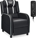 Giantex Gaming Recliner Chair, Adjustable Massage Gaming Chairs for Adults, Ergonomic Comfortable Lounge Leather Sofa w/Footrest, Remote Control, Side Pocket, Racing Style Single Sofa Recliners, White by Giantex
