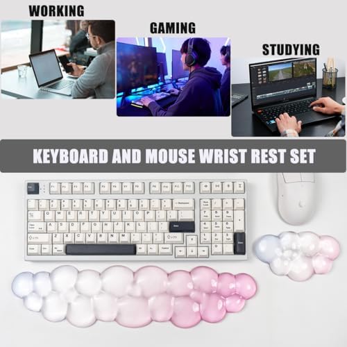 Gel Keyboard and Mouse Wrist Rest, Cloud Wrist Pad for Computer Keyboard | Wrist support for Keyboard 60%/68%/75%,Cloud Wrist Rest,Keyboard Cushion, Comfort & Support for Typing and Gaming - Image 4
