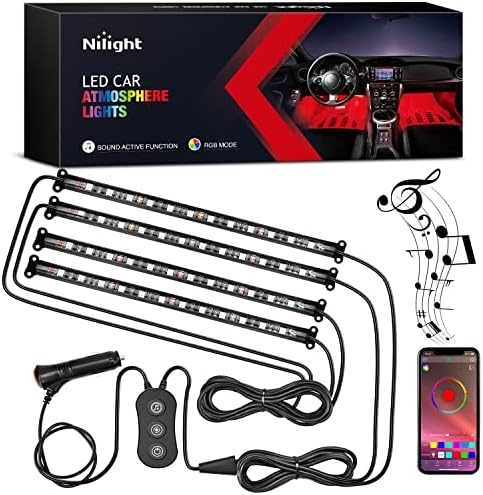 Nilight Car Interior Lights with APP Control 16 Million RGB Colors Strip Lights with Music Sync Mode and Multiple Scene Options for Cars Trucks SUVs by Nilight