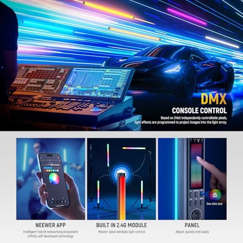 NEEWER RGB Tube Light, 30W LED Video Light RGBWW Full Color Stick Light Wand with 18 Scenes 7 Pixel Effects 2500-10000K CRI97/TLCI98 6000mAh, APP/2.4G/DMX Control for Photography Video Record, TL90C - Image 6