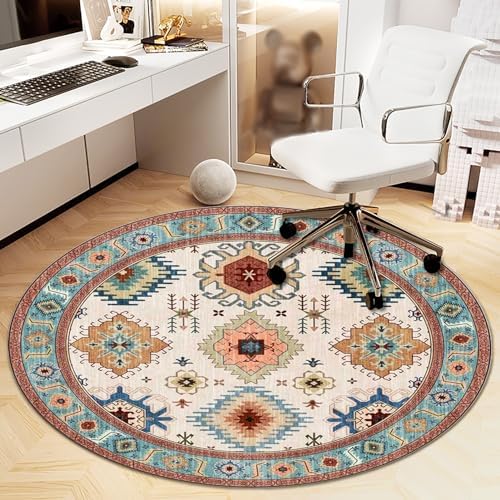 Office Chair Mat for Hardwood Floor, Vintage Computer Gaming Rolling Low Pile Carpet Floor Chair Mat, Anti-Slip Backing Round Desk Rug Floor Mat for Home by Heavyoff