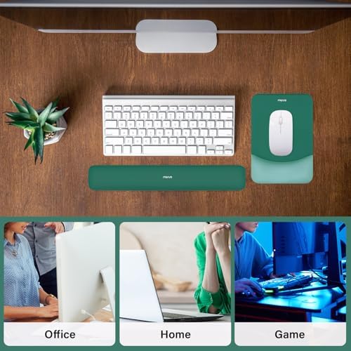 MOSISO Wrist Rest Support Mouse Pad & Keyboard Set, Peacock Green | Rectangular Ergonomic Mousepad, Non-Slip Base, Home/Office Pain Relief & Easy Typing, Neoprene Cloth & Raised Silicone Lining - Image 6