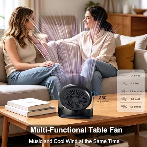 Bluetooth Speaker Desk Fan with Phone Stand & RGB Light - Image 3