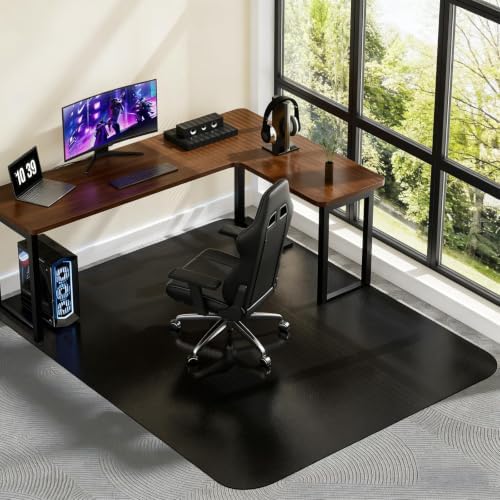 Black Office Chair Mat for Carpet, Heavy Duty Low Pile Mat with Cleats | 48"x60" Plastic Floor Mat for Gaming Chair, Computer Desk & Smooth Rolling on Low Pile Carpet by MZLCDW