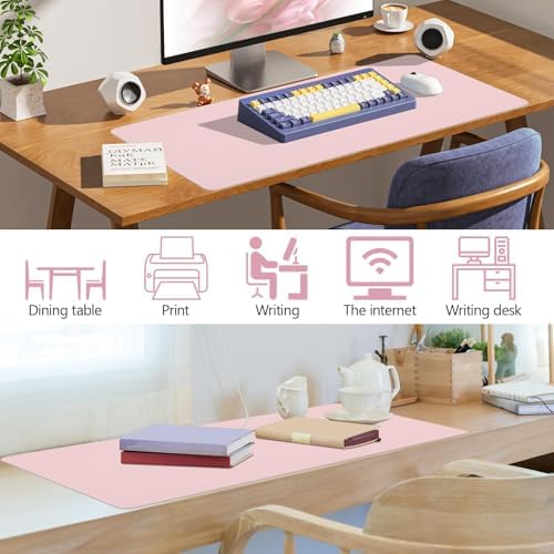 Pink Leather Desk Pad Large Mouse Pad, 35.4"x17" - Image 6