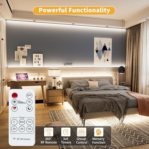 PAUTIX 5V USB COB LED Strip Lights Dimmable LED Lights 4000K Natural White with RF Remote,1200lm,Dotless Flexible Tape Light for Under Cabinet,Bedroom,TV Backlight,Kitchen,Shelf,Mirror Lighting 6.56ft - Image 2