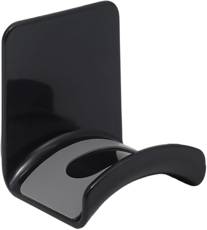 Black Headphone Stand Hanger, Table Wall Mount Headset Holder Hook by Adyoney