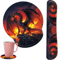 Keyboard Wrist Rest and Mouse Pad Wrist Support Set with Coasters,Ergonomic Gaming Mousepad for Home Office Working Studying Easy Typing & Pain Relief,Fire Dragon by CICPLKSE
