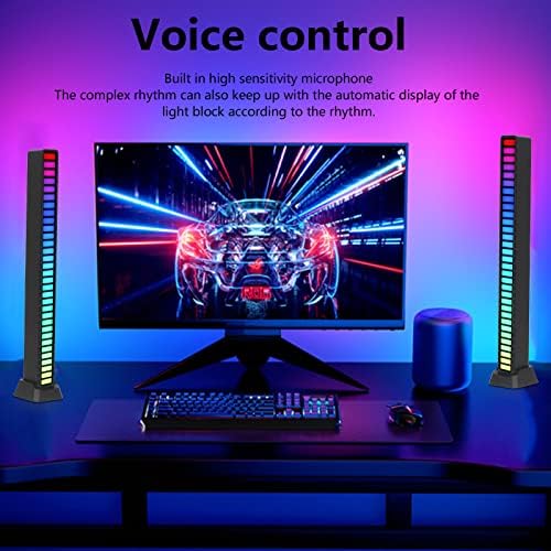 RGB Light Bar, 18cm Voice Control Smart Ambient Light Dynamic Music Sync Atmosphere Lamp for Car Home Studio PC Gaming Room (Black) - Image 2