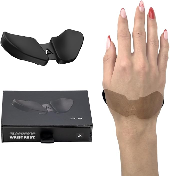 DELTAHUB Carpio 2.0 - Left-Handed Truly Ergonomic Wrist Rest for Mouse, Carpal Tunnel Support, Pain Relief, Anti-Fatigue, Easy Glide, Sleek, Office Computer, Laptop, Gaming - Small, Grey by DELTAHUB