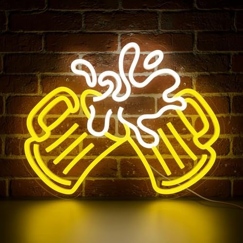 Cheers Beer Neon Sign for Home Bar Pub Man Cave Wall Decor USB Powered by Mvorixa