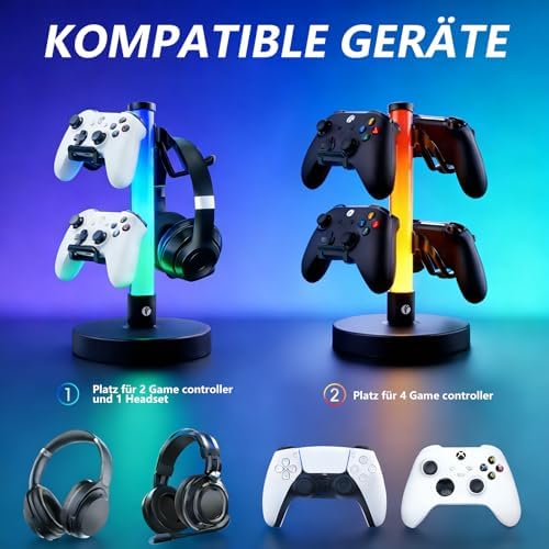 VCOM Headphone Stand with 17 Light Modes, Gaming Controller Holder with Remote Control, PC Gaming Accessories for Desk, Universal Organizer Headpsets/Xbox/PS5 Headset Stand Gamer Gifts - Image 5