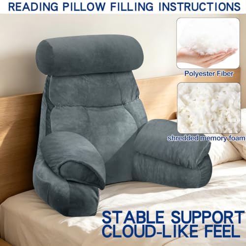 FXXUDVNIIN Back Pillow for Bed Sitting up – with 9.4" Armrest - Image 3