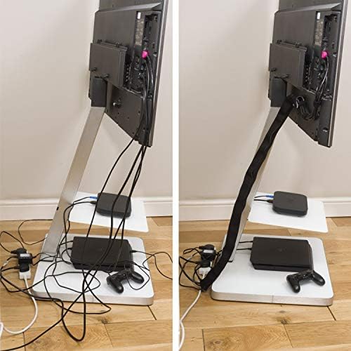 D-Line 39in Reversible Black or White Cable Sleeve, Computer Cord Hider, Organize PC Cables, Neoprene TV Wire Sleeves, Flexible Cord Management, Hide Wires, Hook & Loop - 39in Length - Image 5