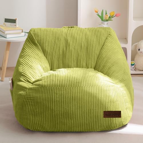 MAXYOYO Kids Bean Bag Chair, Bean Bag Couch with Handle, Comfy Toddler Chair for Boys and Girls, Accent Sofa Chair with Pocket for Gaming Reading Relaxing, Green | Comfy Toddler Chair for Boys and Girls, Accent Sofa Chair with Pocket for Gaming Reading... by MAXYOYO