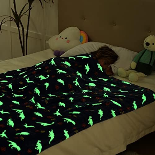 SOCHOW Glow in The Dark Dinosaur Throw Blanket 60 x 80 Inches, Navy Blue - Image 4
