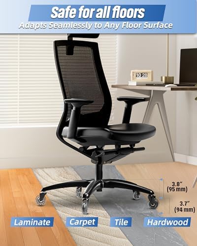 Sytopia 28" Heavy-Duty Office Chair Base Replacement with Wheels (Set of 5), Metal Base with Casters, Total Height: 7.5" (18.9 cm), Compatible with 2" Gas Cylinder - Image 3