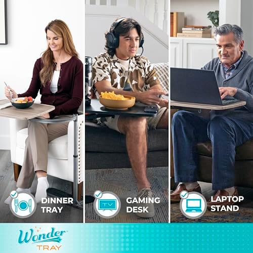 Stander Wonder Tray, Adjustable Swivel Table, Extra-Large Computer Stand, Couch Desk & Gaming Bench, TV-Trays for Eating on Couches, Chairs, Recliners with Laptop Wedges and Cup Holder, XL, Black - Image 3