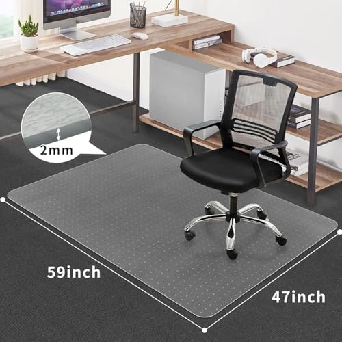 Office Chair Mat for Carpet Floors, Desk Mats 47"X59" for Rolling Desk on Low Pile Carpets, Rectangle Computer Gaming Plastic Floor Mats for Office Chair on Carpet, Flat Without Curling - Image 4