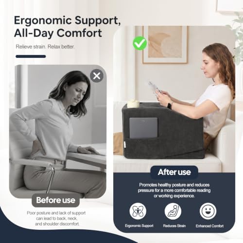 Reading Pillow for Lap, Lap Desk Pillow for Arm Rest with Adjustable-Angle - Image 4