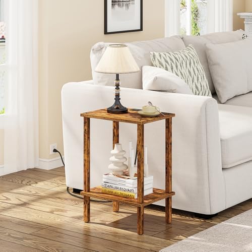 TUTOTAK End Table with Charging Station, Side Table, Nightstand - Image 4