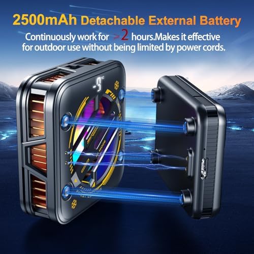 Magnetic Phone Cooler with Battery,Rechargeable Wireless Cooling Fan for iPhone/iPad,Phone Cooling Case Radiator Heatsink with RGB LED for iPhone MagSafe Series/Samsung/Android - Image 2