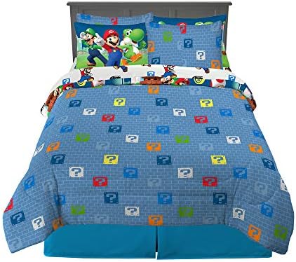 Super Mario Kids Bedding Set, Full Size 7 Piece Comforter and Sheet Set with Sham, (Officially Licensed Product) by Franco - Image 2