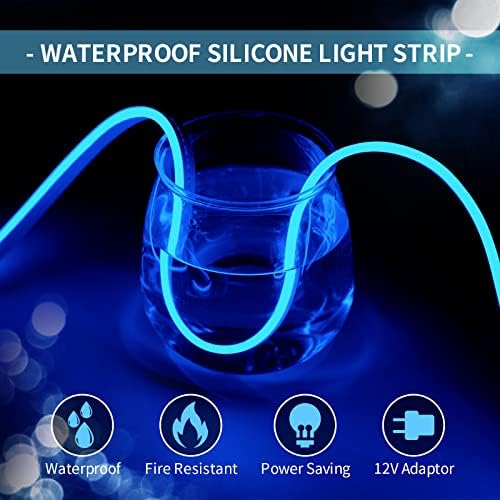 LED Neon Strip Lights Blue 16.4FT, 12V Waterproof Flexible Neon Rope Lights - Image 3