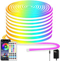 segrass 50ft Neon Rope Light, 24V RGB LED Strip Lights, Multi-Color, Music Sync, Dimmable, Remote/APP Control, Flexible DIY Design for Bedroom Indoor Outdoor by segrass