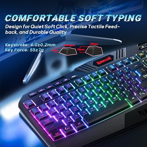 Redragon S101-3 PRO Gaming Keyboard and Mouse, RGB Backlit Programmable Keyboard Mouse with Software, Independent Macro Record Keys, Value Combo Set, New Update Version - Image 4