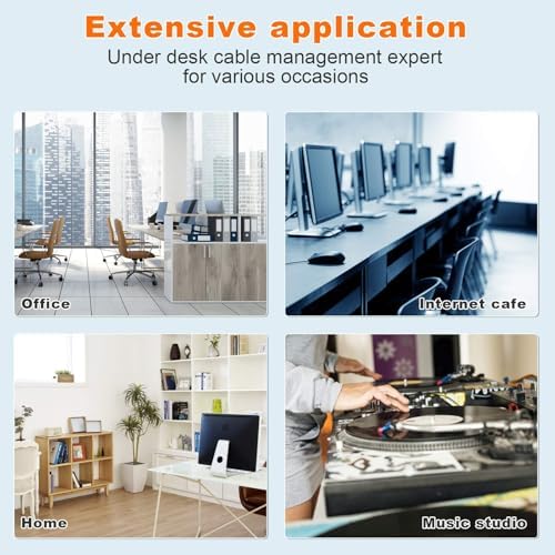 Under Desk Cable Management- 1 Pack Cord Organizer. Metal Wire Cable Management Tray for Office, Studio and Home. Super Sturdy Under Table Cable Management - White Cable Organizer - Image 7