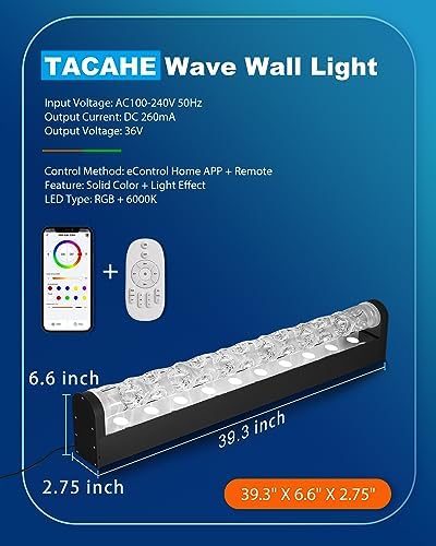 TACAHE RGBW Dynamic Wave Wall Light - Flowing Water, Aurora Visual - Image 6