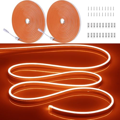 32.8FT/10M/2PCS Orange LED Neon Light Strip with Installation Accessories - Flexible Waterproof 12V DC Rope Lights for Eye-Catching Indoor & Outdoor Decoration [Adapter Not Included] by OWOFYDRForprofessional