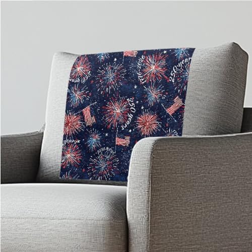250th Anniversary Fireworks Recliner Headrest Protector 26x16 Inch - Polyester Fabric, Decoration & Breathable Chair Cover with Anti-Slip Base, Easy to Install for Home/Office by ZCFYGDX
