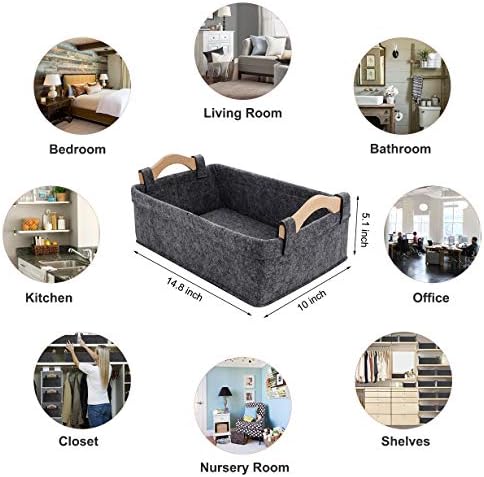 Small Baskets Small Storage Baskets Bin Narrow Storage Basket for Towels Dog Cat Toys Clothes Blankets Office Supplies Dippers Baby Toys Storage Basket Light Gray - Image 5